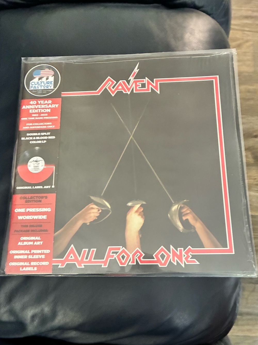 Raven "All for One" Vinyl LP with Red & Black Cover